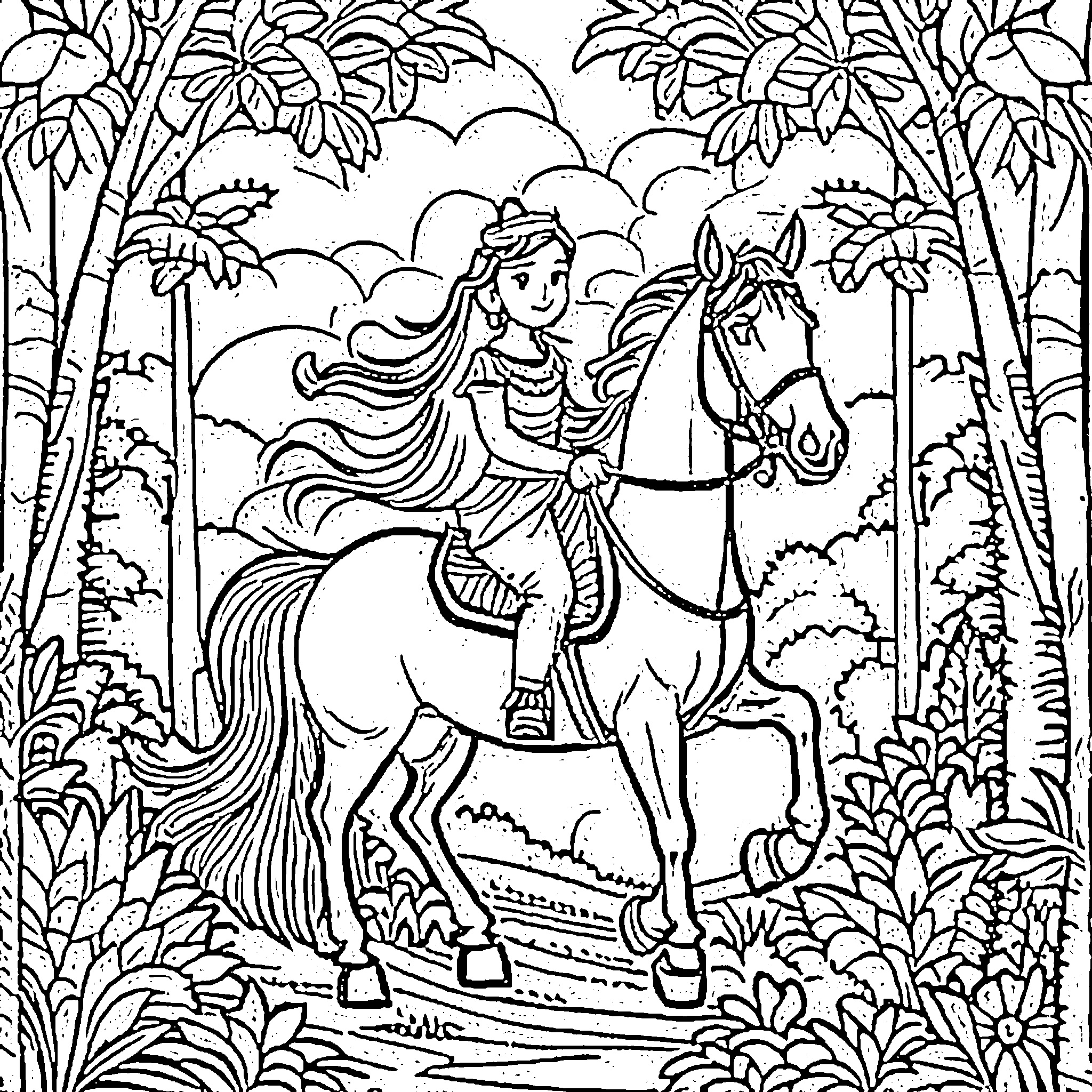 gambar princess naik kuda